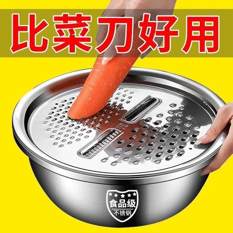 Bacia de corte de vegetais multifuncional aço inoxidável ralador de qualidade alimentar placa batatas fritas ralador de
