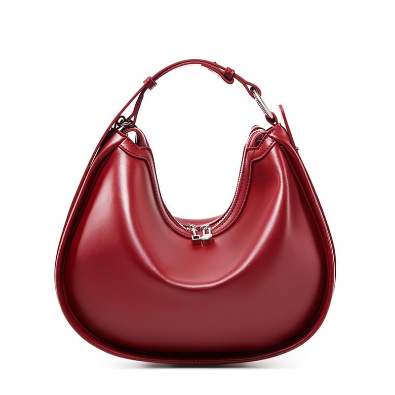 Nicho design Crescente Saco De Couro Axilas Feminino Novo Simples high-end Ombro crossbody Versátil Bolsa Feminina