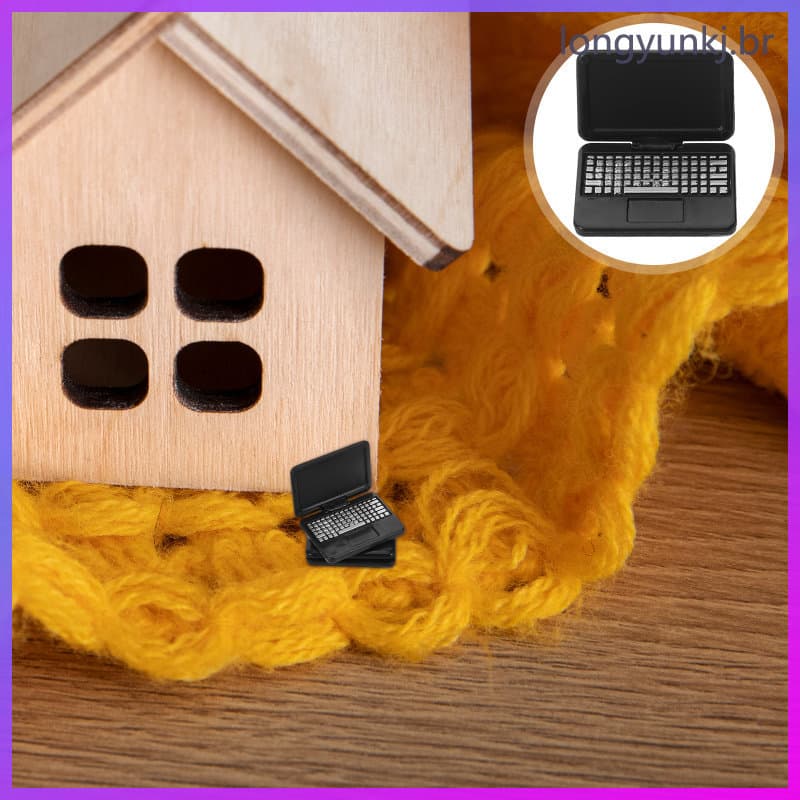 🏠 8Peças Mini Computador De Brinquedo Preto Para Casinha Infantil