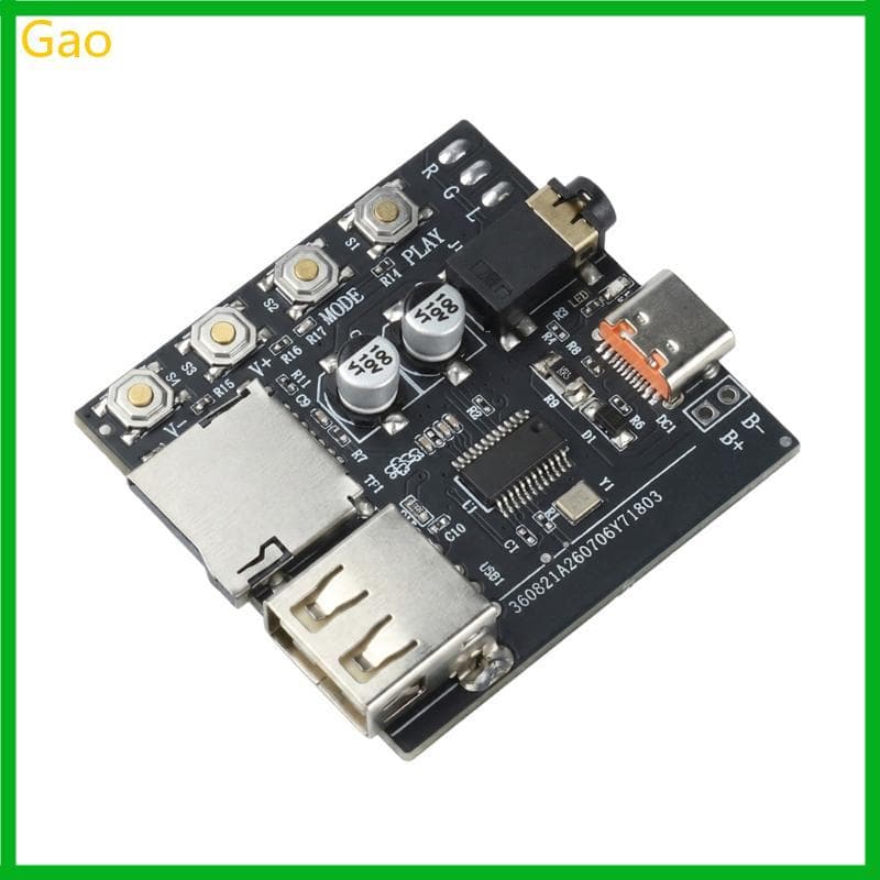 Gao Circuito De Processamento De Som MP3 Compatível Com Bluetooth 6.0 USB-A E Interfaces Estilo Cartão De Memória Tipo C