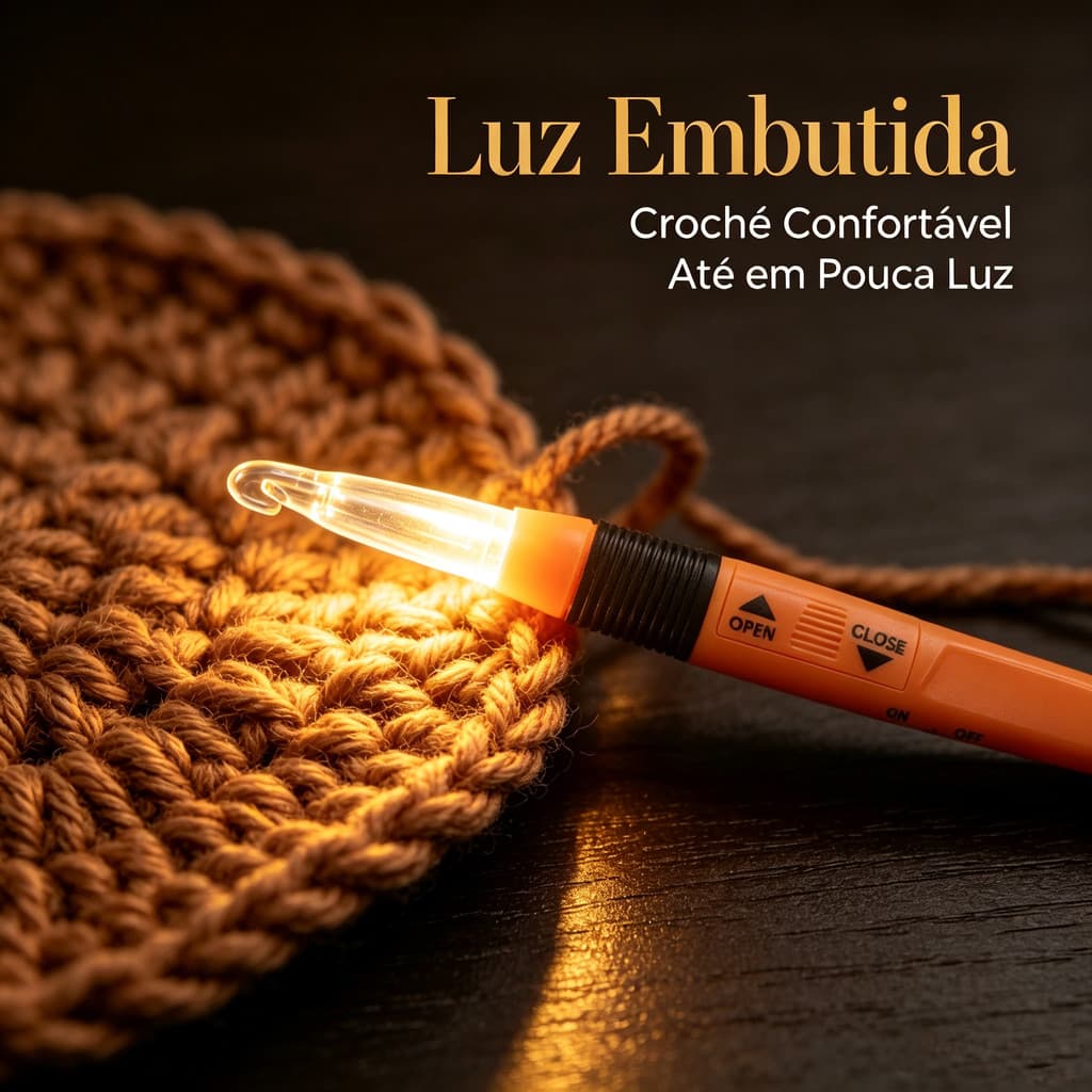 Ferramentas de Tricô Artesanais DIY, Nova Agulha de Crochê com Luz LED para Iluminação de Artesanato
