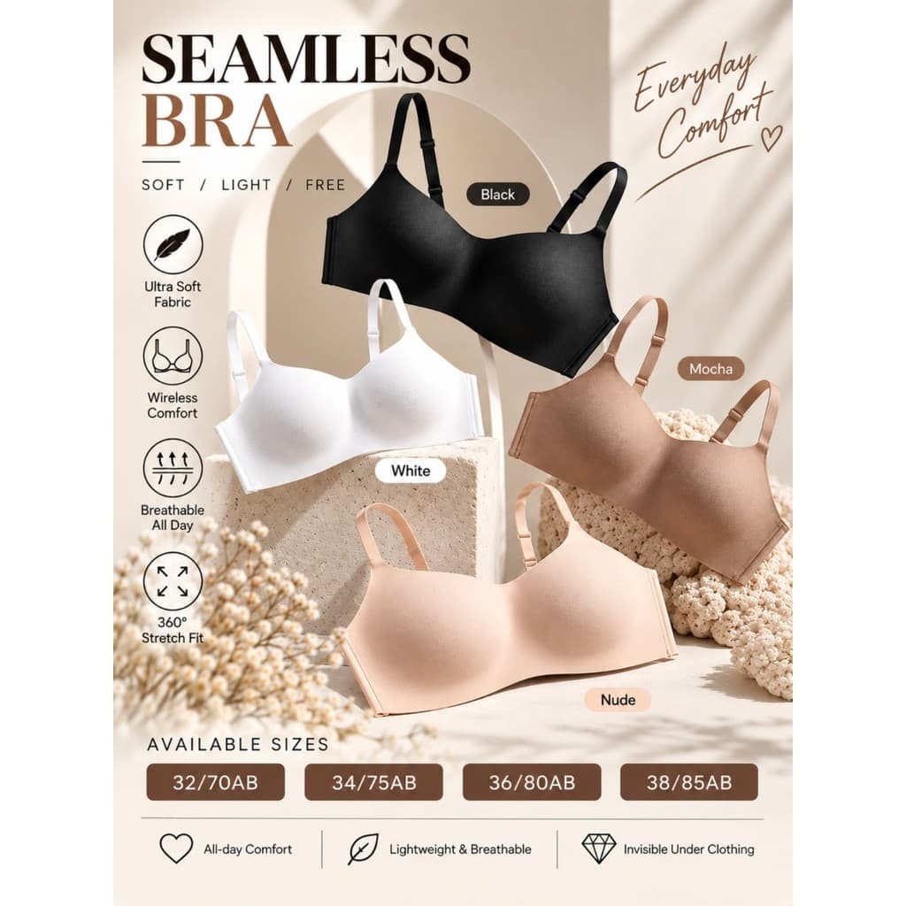 1/3 Pcs Novo Sutiã Sem Costura Invisível Com Copo 3D , Feminino Fio Suporte Lateral Para Seios