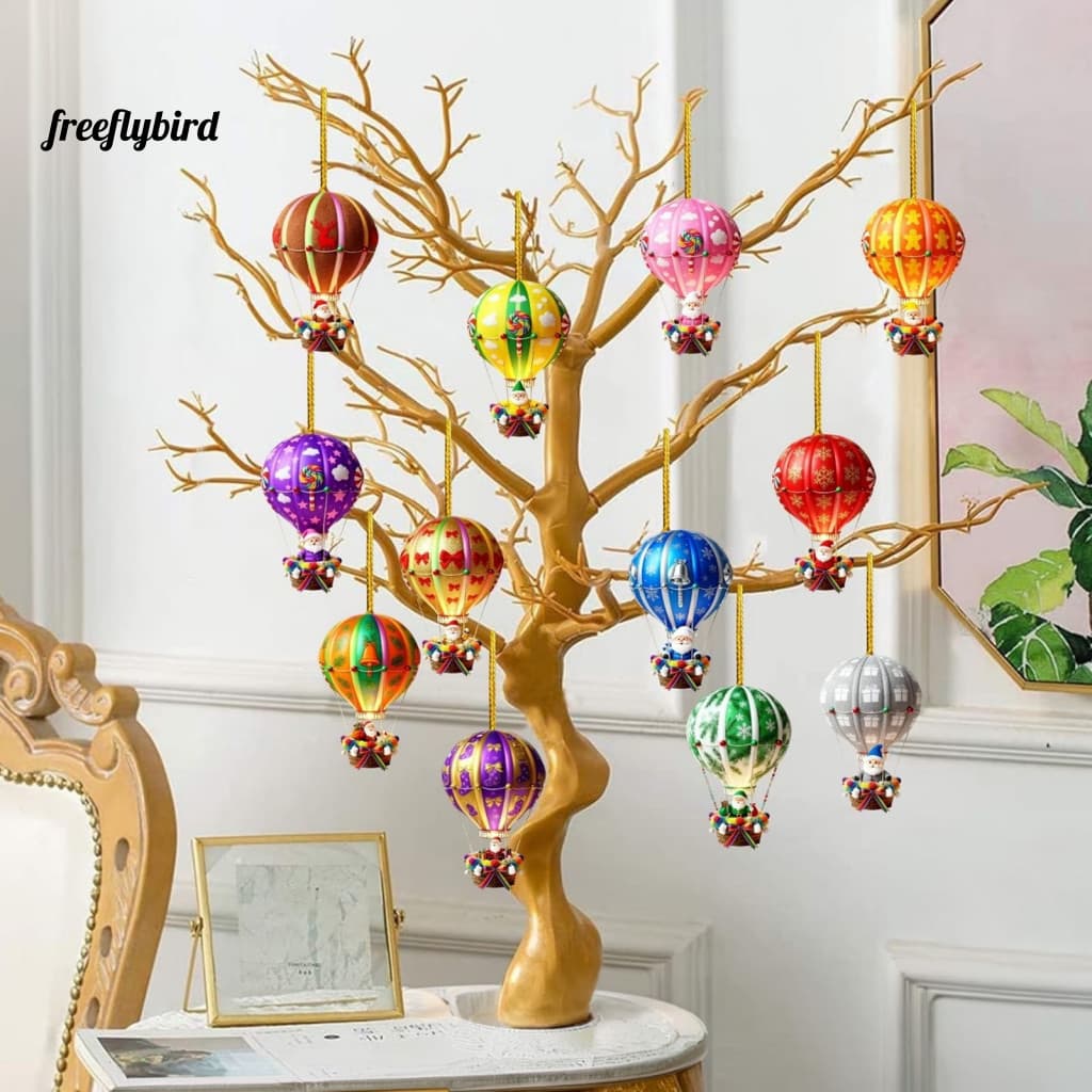 Fz 12 Peças De Decorações Suspensas De Janela De Natal , Enfeites De Madeira Planos E Resistentes Com Impressão De Balão