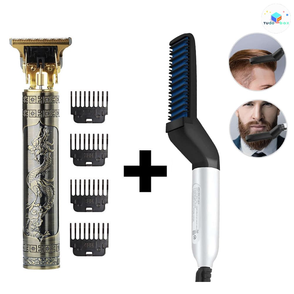 Kit De Cuidados Masculinos-Pente Modelador Alisador De Cabelo Barbeador Dragão Máquina De Cortar