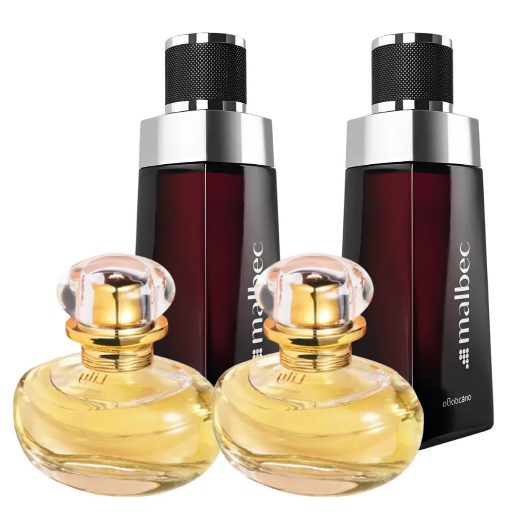 Kit 4 Perfumes Casal Malbec Tradicional + Lily - Sedutor 100 ml cada