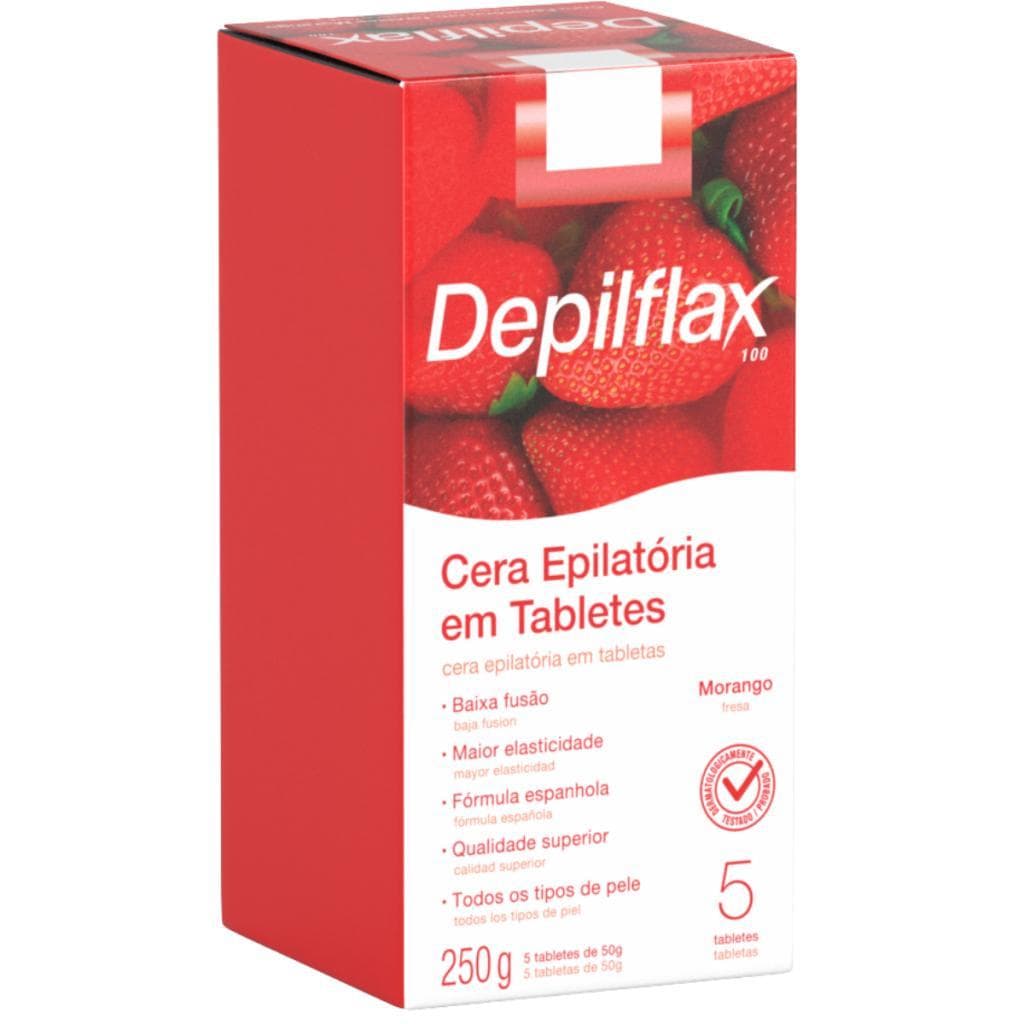 Depilflax Cera Quente Depilatória Corporal Morango Baixa Fusão 250g
