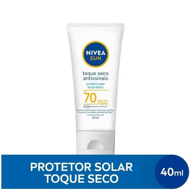 Nivea Sun Protetor Solar Facial Toque Seco Antissinais Fps70 40ml