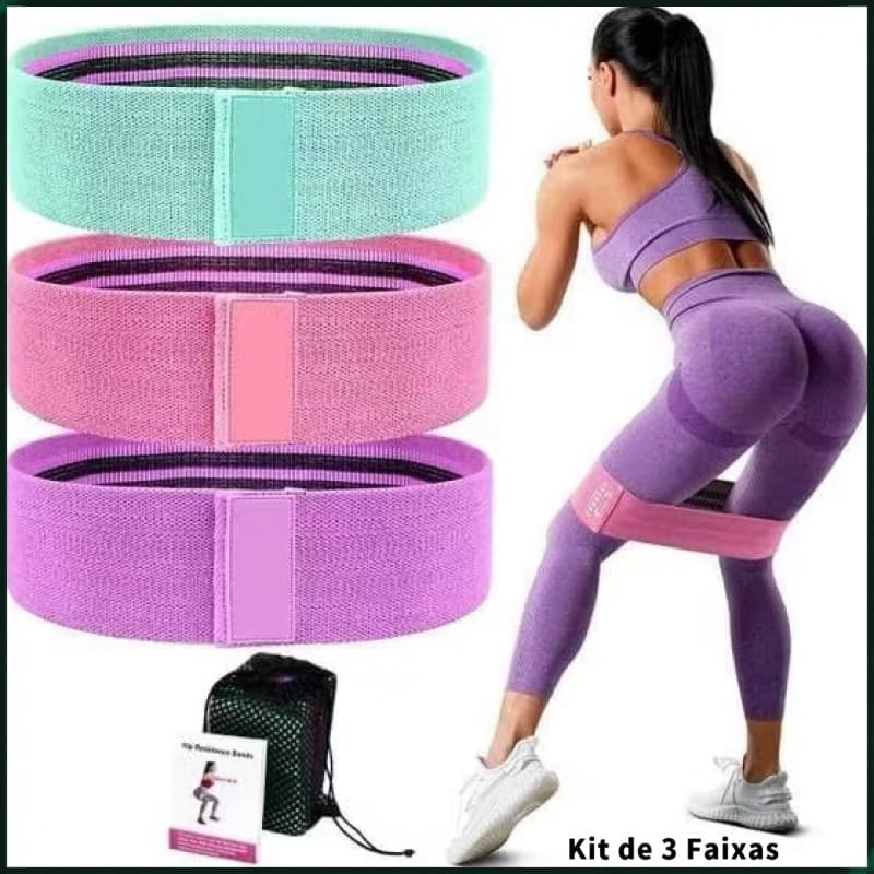 aKit 3 Faixas Elásticas de Resistência – Ideal para Yoga, Pilates e Treino Diário