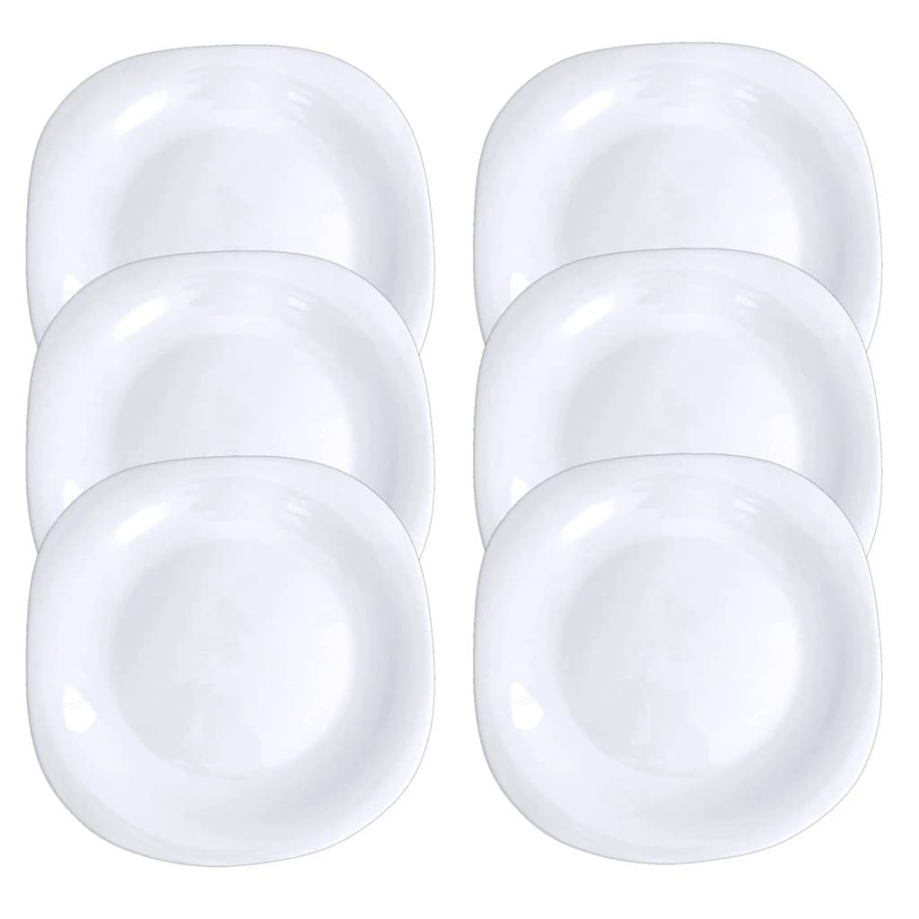 conjunto com 6 Prato raso de vidro branco 26CM quadrado