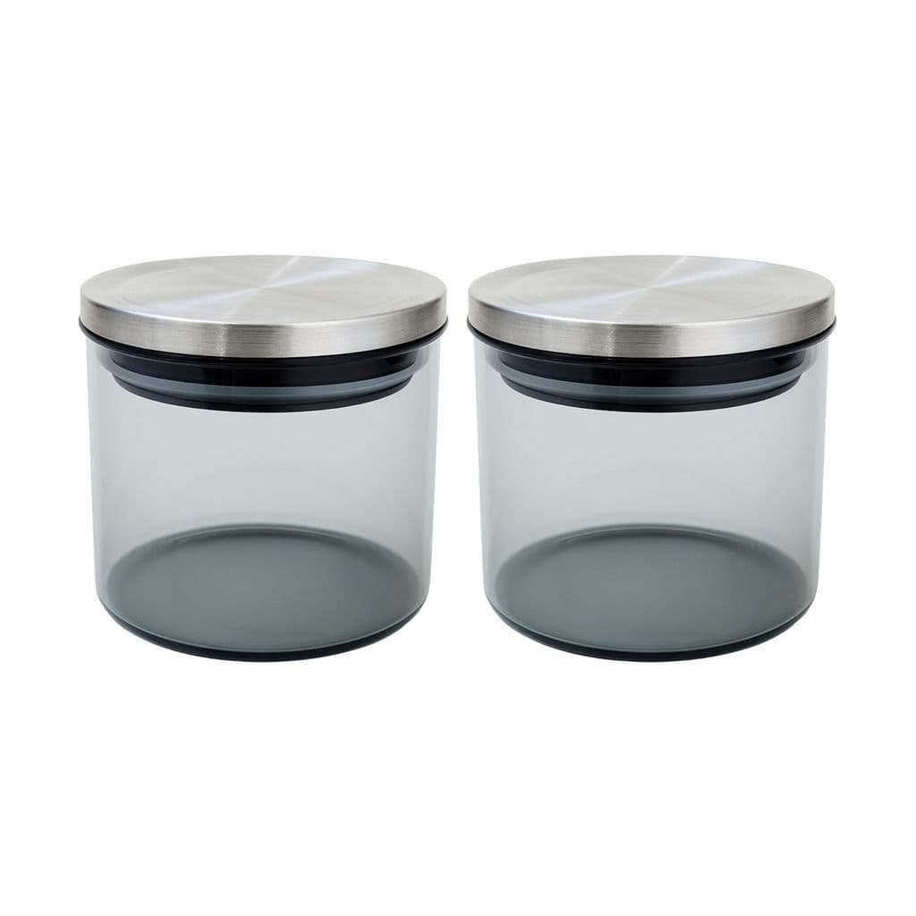 Kit 2 Pote de Vidro 10x9CM 430ML Fumê Tampa Hermética Porta Mantimentos