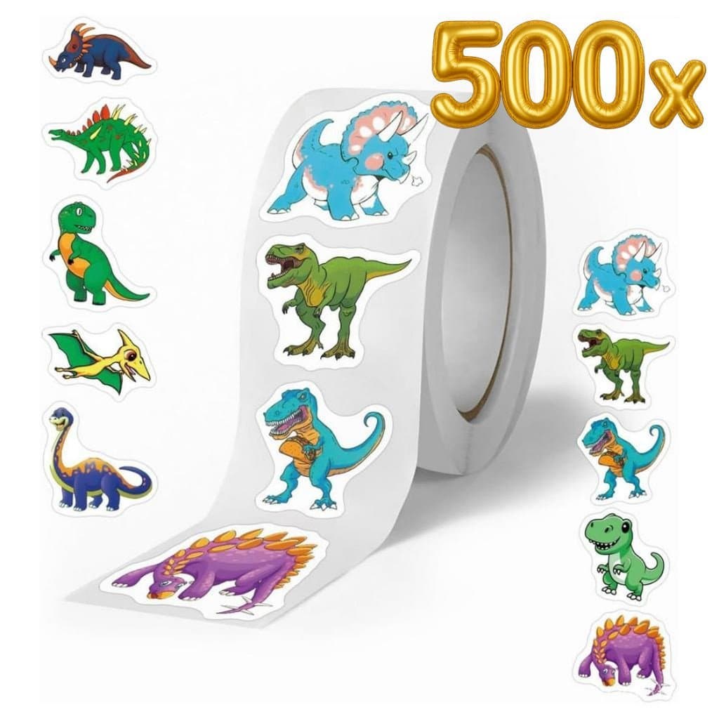 500 Adesivos Dinossauro Rolo Grande Para Lembrancinhas