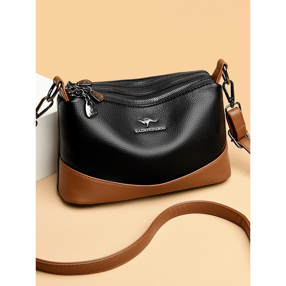 Bolsa pequena de couro macio feminina Crossbody 2024 novo estilo senhoras bolsa multicamadas moda padrão de crocodilo co