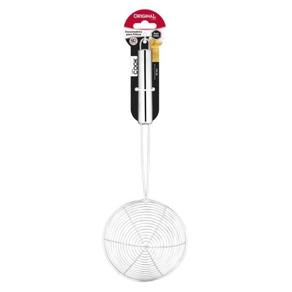Escumadeira Para Fritura Escumadeira aramada Peneira Para Frituras Cozinha 34cm Aço Inox Linha Cook - Original Line