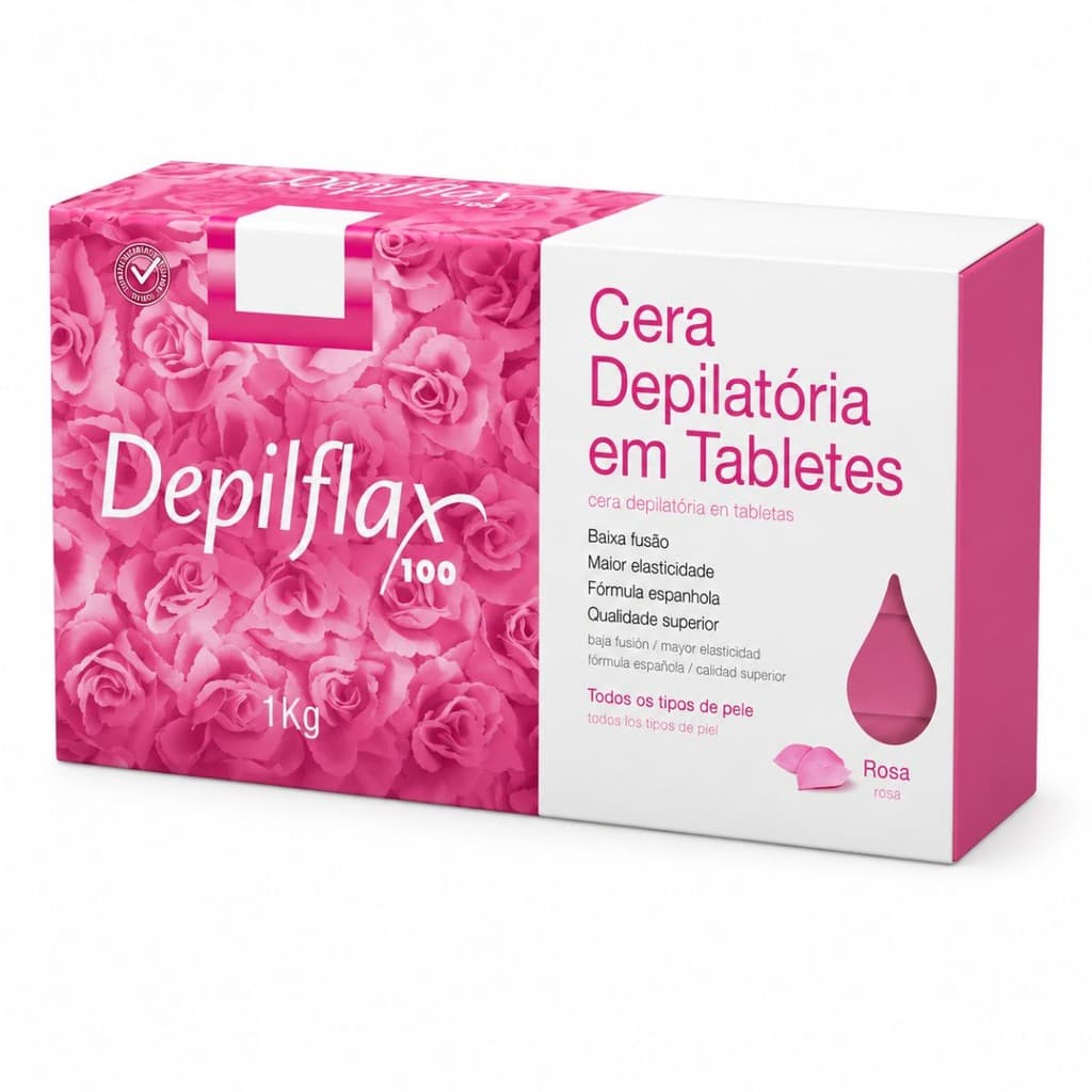 Cera Quente Depilatória Rosa Depilflax 1kg em Tabletes Para Termocera
