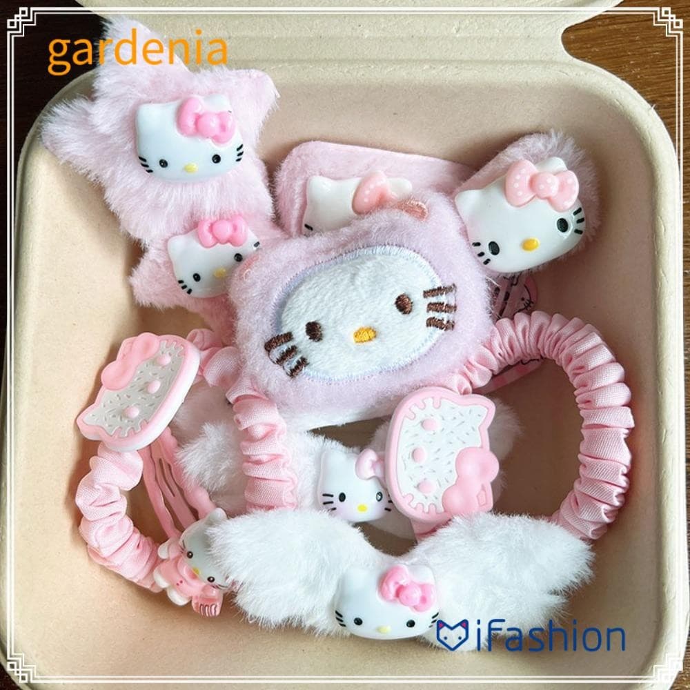GARDENIA 15 Pcs KT Grampo De Cabelo De Gato , Acessórios Pelúcia Anime Hello Kitty , Corda Desenho Animado Kawaii