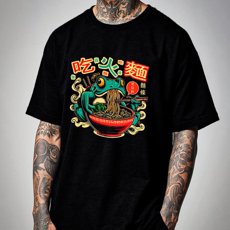 Camiseta SAPO CHINÊS LÁMEN Streetwear Estampada 100% Algodão Masculina e Feminina Unissex Camisa