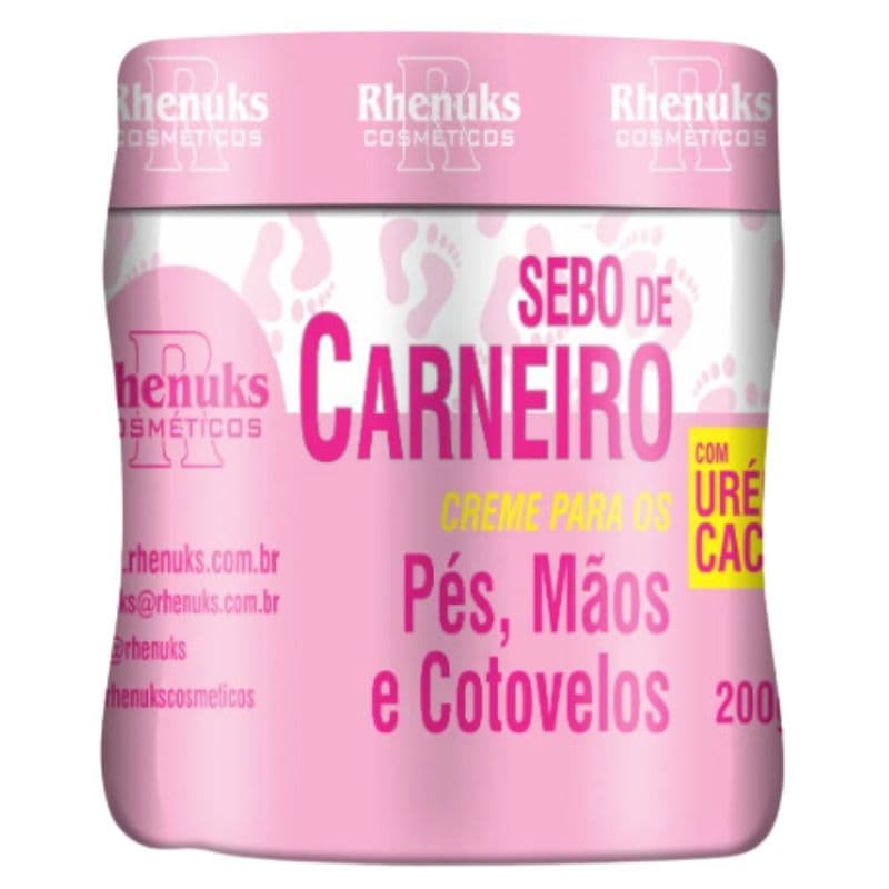 Sebo de Carneiro Rhenuks 200g Creme Hidratante Pele Ressecada Pés Mãos