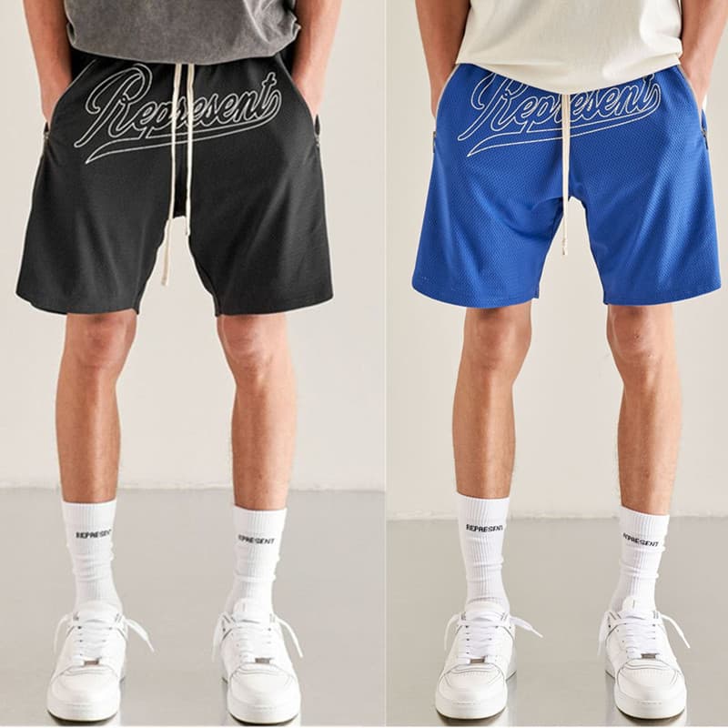 Shorts americanos de secagem rápida masculino respirável treinamento solto calças de basquete rua correndo Fitness espor