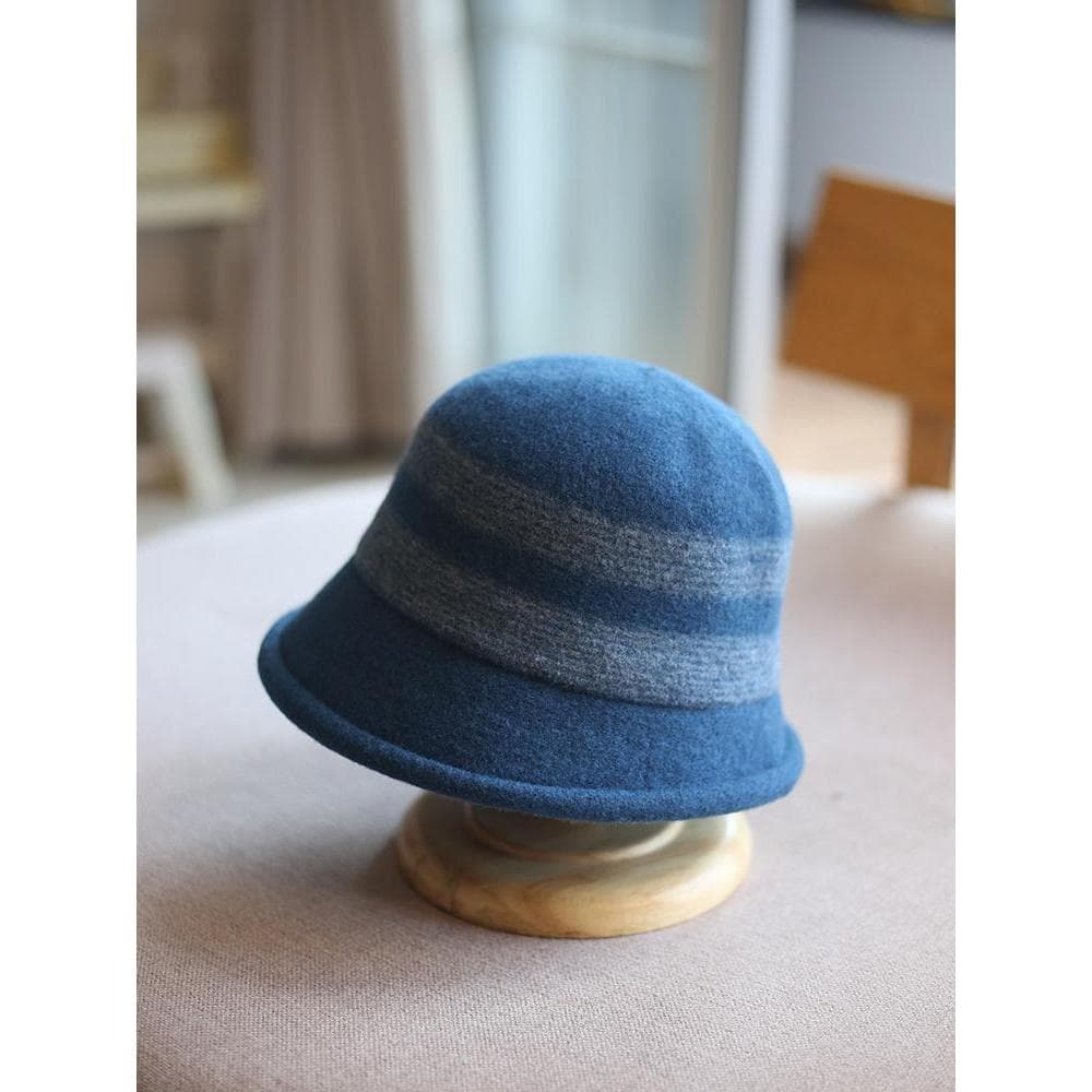 Estilo japonês contraste cor encaracolado borda lã balde chapéu feminino inverno temperamento elegante quente bacia chap