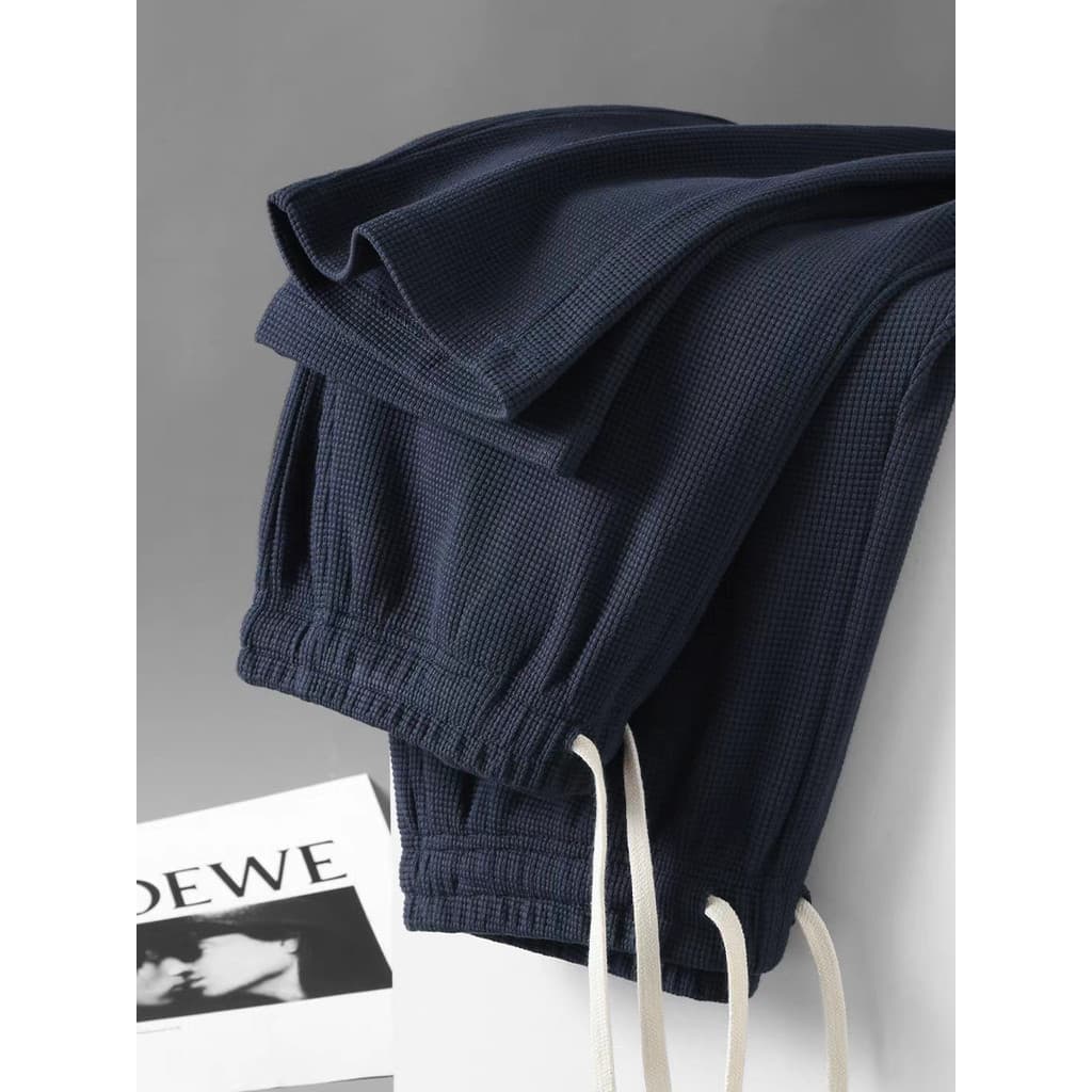Calças casuais masculinas verão calças soltas Drape calças retas estilo 2026 novo estilo Waffle calças esportivas