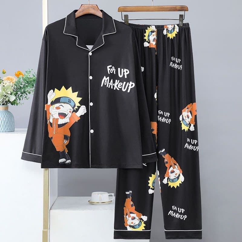 Stitch Cartoon masculino primavera outono algodão Cardigan solto tamanho grande juventude pijamas Homewear terno