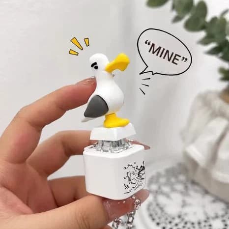 Chaveiro Criativo em Forma de Tecla de Teclado Pequena Gaivota, Pequeno Pingente para Alívio do Estresse