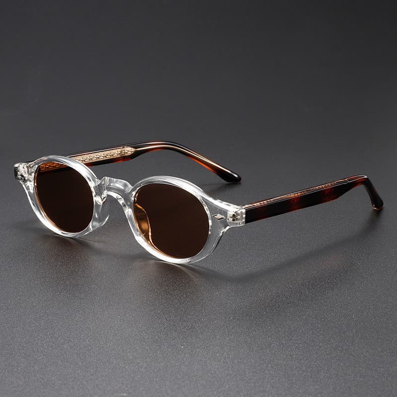 Óculos de sol unissex retrô e elegantes com pequenas tachas e armação oval com estampa de leopardo KZHE