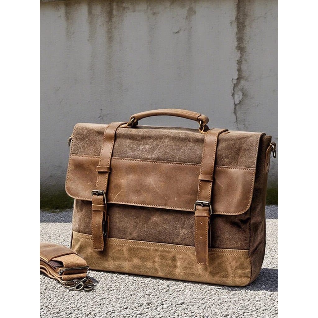 Europeu americano Casual maleta masculina Commuter Crazy Horse couro à prova dwaterproof água bolsa masculina Retro lona