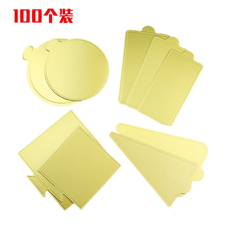 Triângulo quadrado retângulo corte redondo Base de bolo Mousse tapete de bolo bandeja de papelão dourado 100 peças