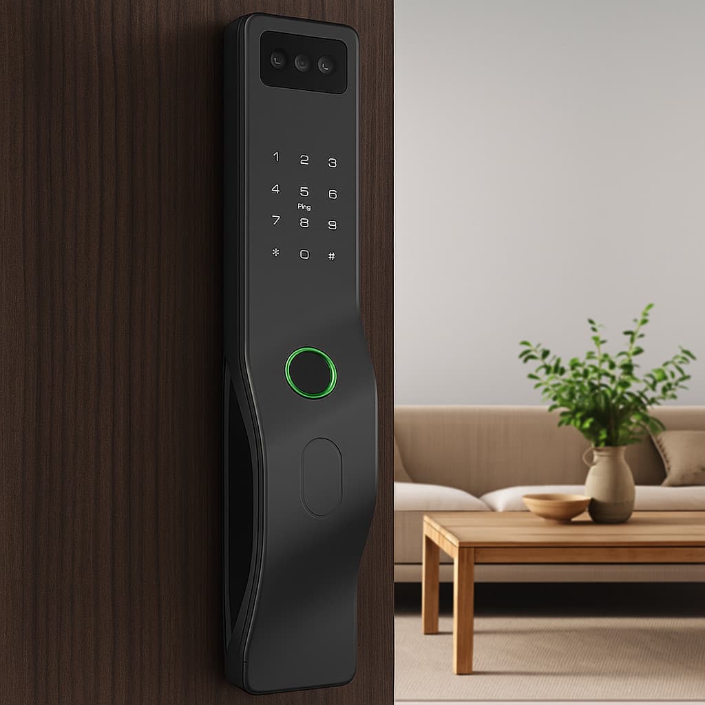 Fechadura Inteligente Digital com Biometria Senha Cartão Recarregável Tipo C Controle de Acesso Segurança Residencial