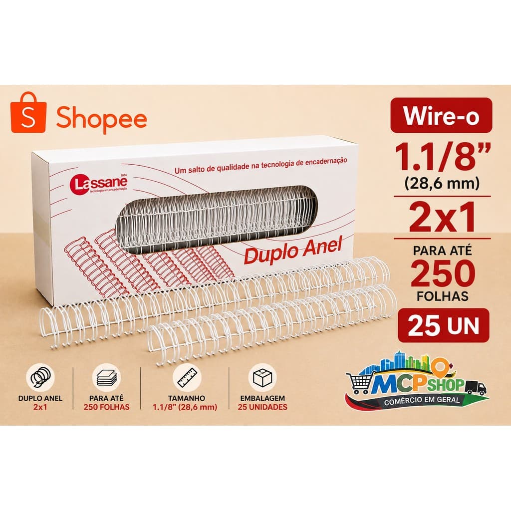 Wire-o Para Encadernação A4 1 1.8 2x1 P/250 Fls C/25 Unds LASSANE