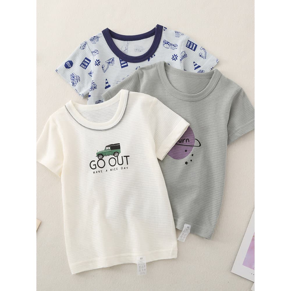 Verão roupas infantis camiseta de manga curta classe A puro algodão estilo japonês meninos exterior Wear pequeno médio c