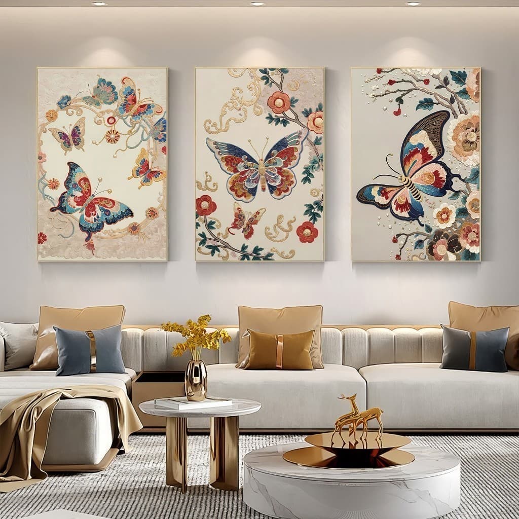 3 peças Decoração de Quarto Estética Floral Decoração de Parede estilo Mural Decoração de Parede com Moldura Boêmia lcz