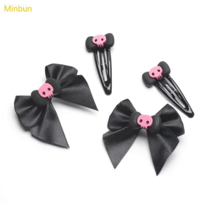 Minbun 4 Peças Grampos Cabelo Para Meninas Quentes, Presilhas Formato Laço Caveira Adolescente
