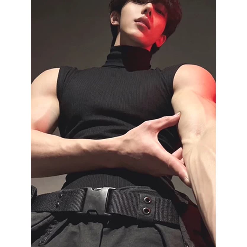 Colete esportivo de Fitness muscular masculino apertado estiramento sem mangas camiseta lapela colete de seda gelo gola