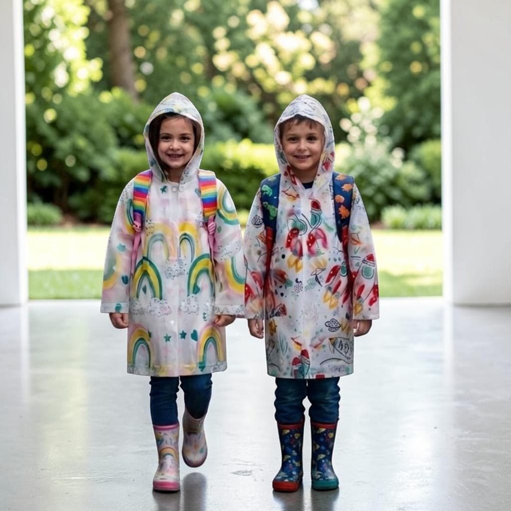 Capa De Chuva Infantil Impermeável C/Capuz Criança Estampada
