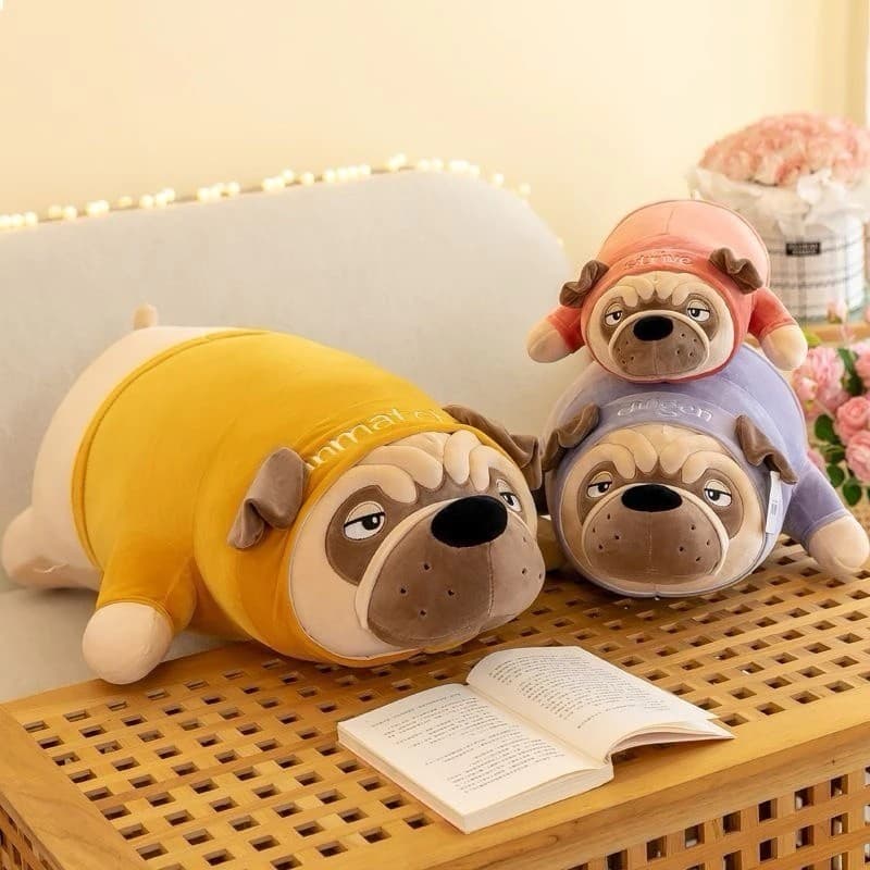 Pelúcia Cachorro Pug Travesseiro Almofada Fofa Macia Para Dormir Decorar Presente