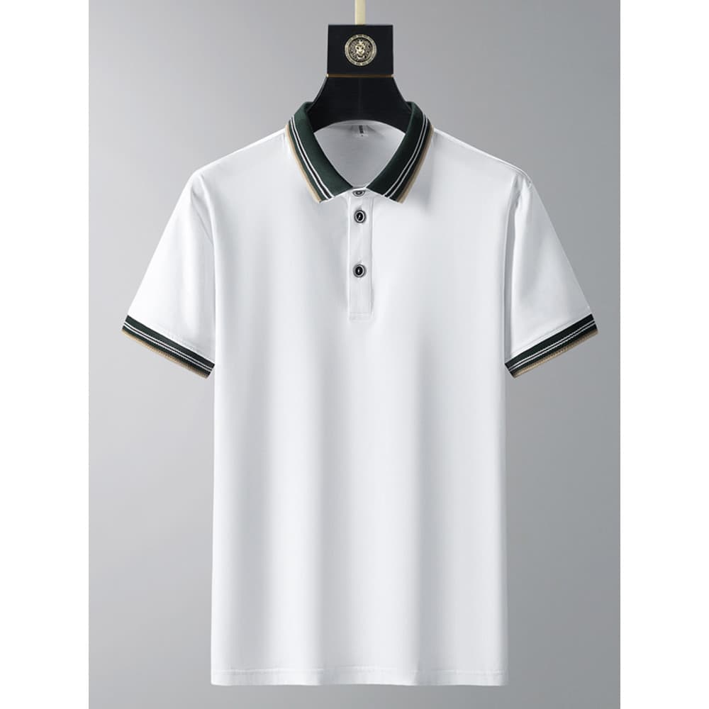 Camiseta masculina de manga curta de algodão puro verão camisa polo de alta qualidade de seda gelo confortável camisa re