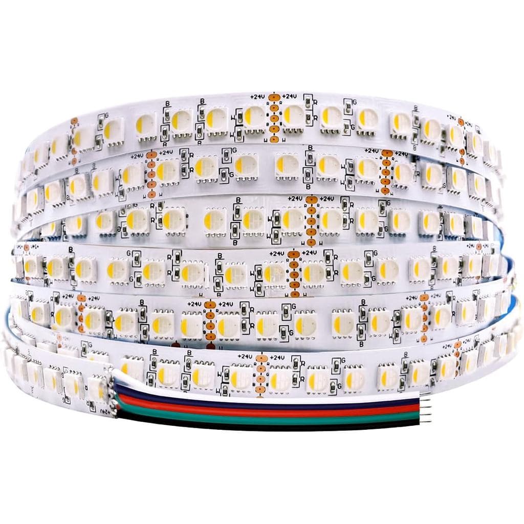 Fita de LED RGBW de Alta Densidade 24V, 120 LEDs/m, 5m/16,4 pés, Mais Brilhante, CRI 90+, 6000K Branco RGB, Cortável, Fl