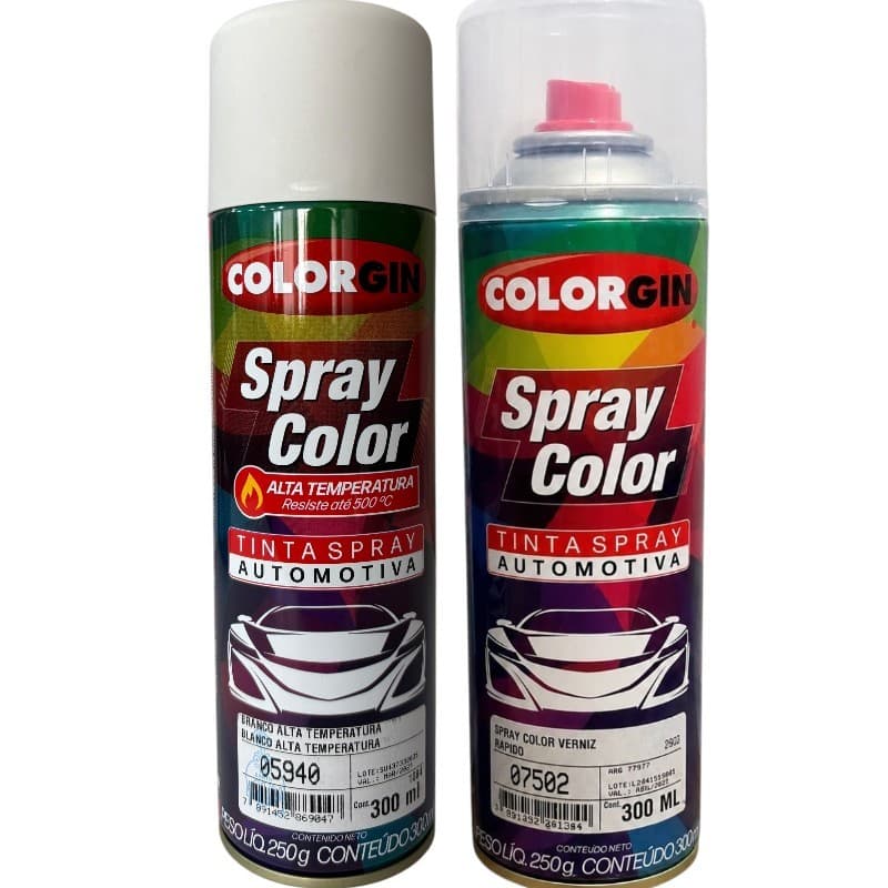 KIT TINTA AUTOMOTIVA COLORGIN BRANCO ALTA TEMP + VERNIZ RAPIDO