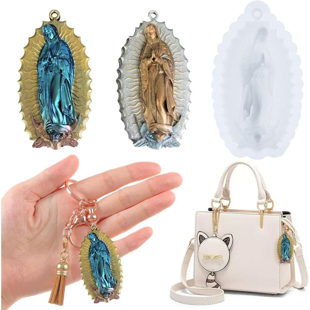 1 peça de molde de silicone para resina de chaveiro da Virgem Maria, moldes de fundição de resina epóxi da Deusa Maria p
