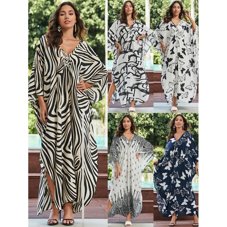 Novo estilo de algodão praia blusa beira-mar férias protetor solar macacão saia longa feminino solto Robe biquíni maiô e