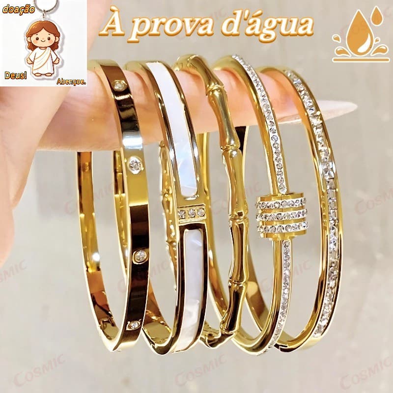 Bracelete de Aço Titânio Light Luxury Premium Premium não desaparece, nova pulseira de luxo leve das mulheres high-end