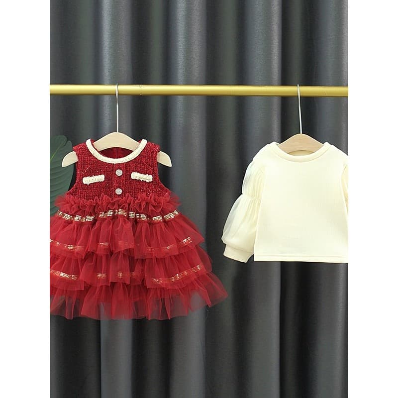 Meninas outono inverno roupas mais veludo gaze vestido bebê inverno novo estilo bolo saia vestido da menina do bebê vest