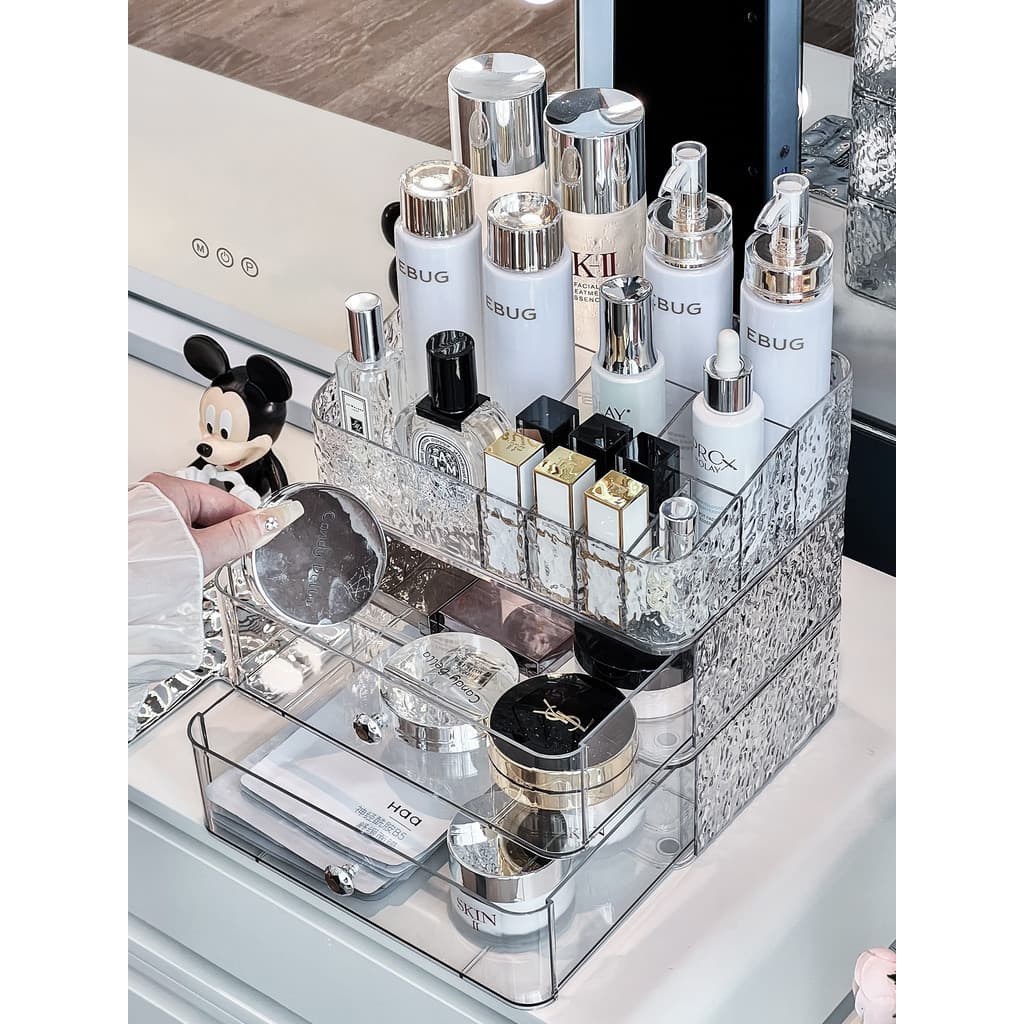 Caixa de armazenamento de cosméticos High-End luz transparente luxo acrílico Desktop cômoda batom cuidados com a pele pr