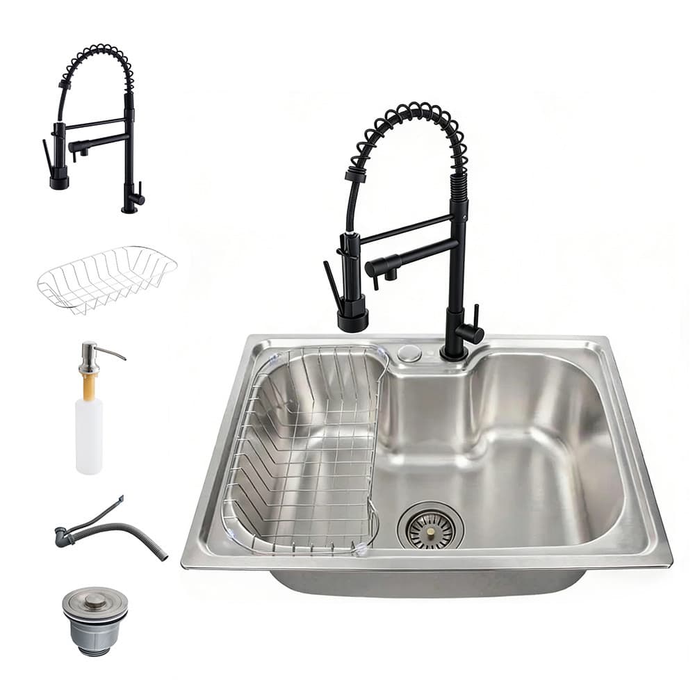 Cuba De Pia Cozinha 60x42cm Torneira Bancada Água Fria Retrátil Inox 304