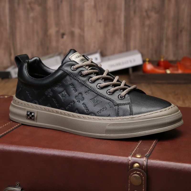 Tênis masculino 2026 primavera outono novo estilo na moda esportes respirável sapatos masculinos preto negócios couro ge