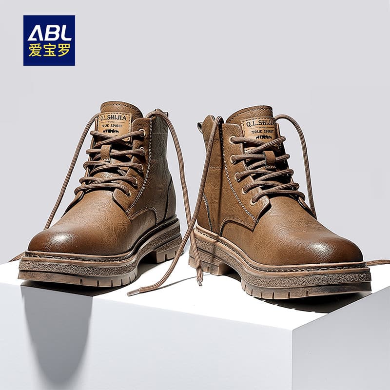 Botas Martin masculinas 2026 primavera outono novo estilo britânico Mid-High-Top botas gerais de sola grossa antiderrapa