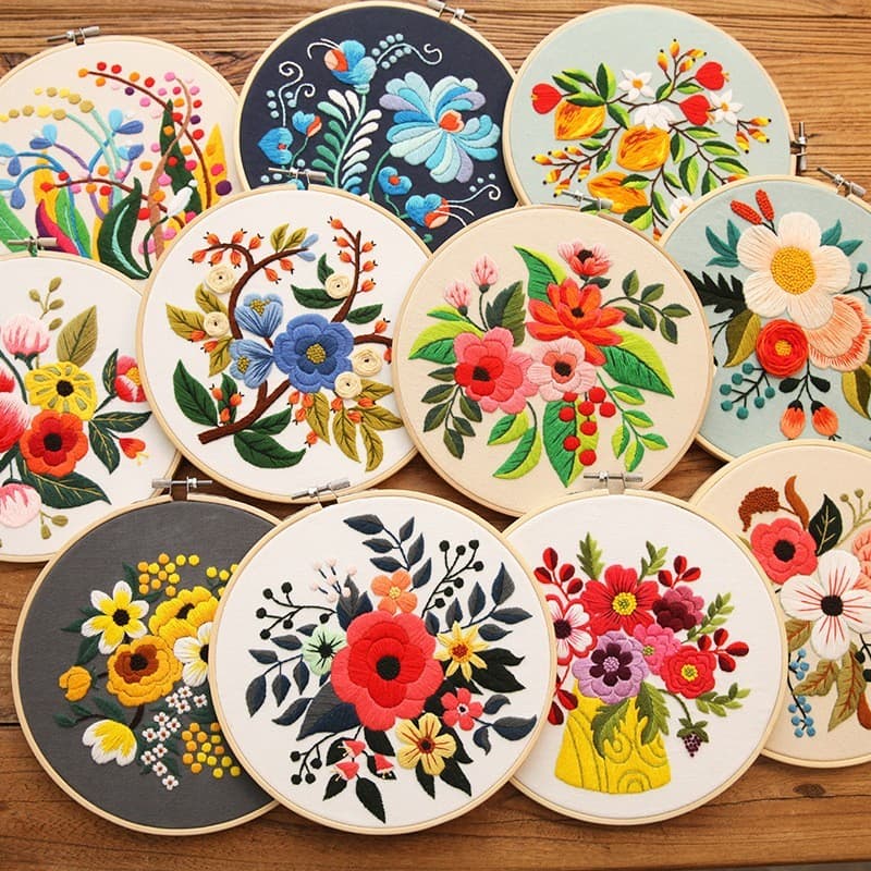 Bordado à mão pacote de Material diy flores sem carimbo bordado pintura Lu bordado Cross-Border Amazon inglês agulha T