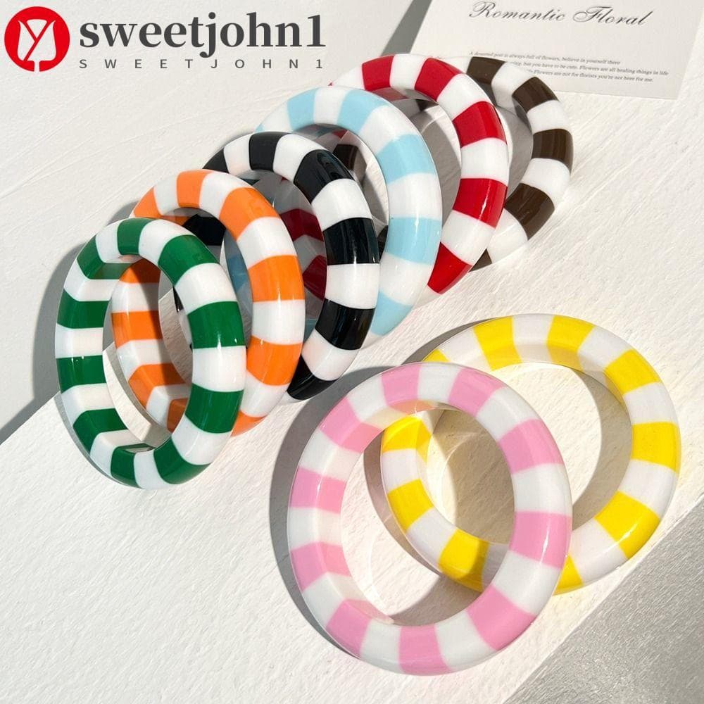 SWEETJOHN1 Pulseira Listrada , De Anel De Mão , Pulseiras De Acrílico Boho Bloqueadas De Cores Com Bloqueio